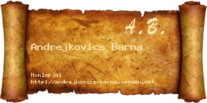 Andrejkovics Barna névjegykártya